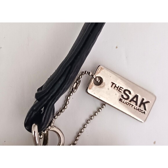 The Sak Elliott Luca Blk/White Tweed Top Handle Shoulder Bag Snap Lock Bow Trim - Picture 2 of 11